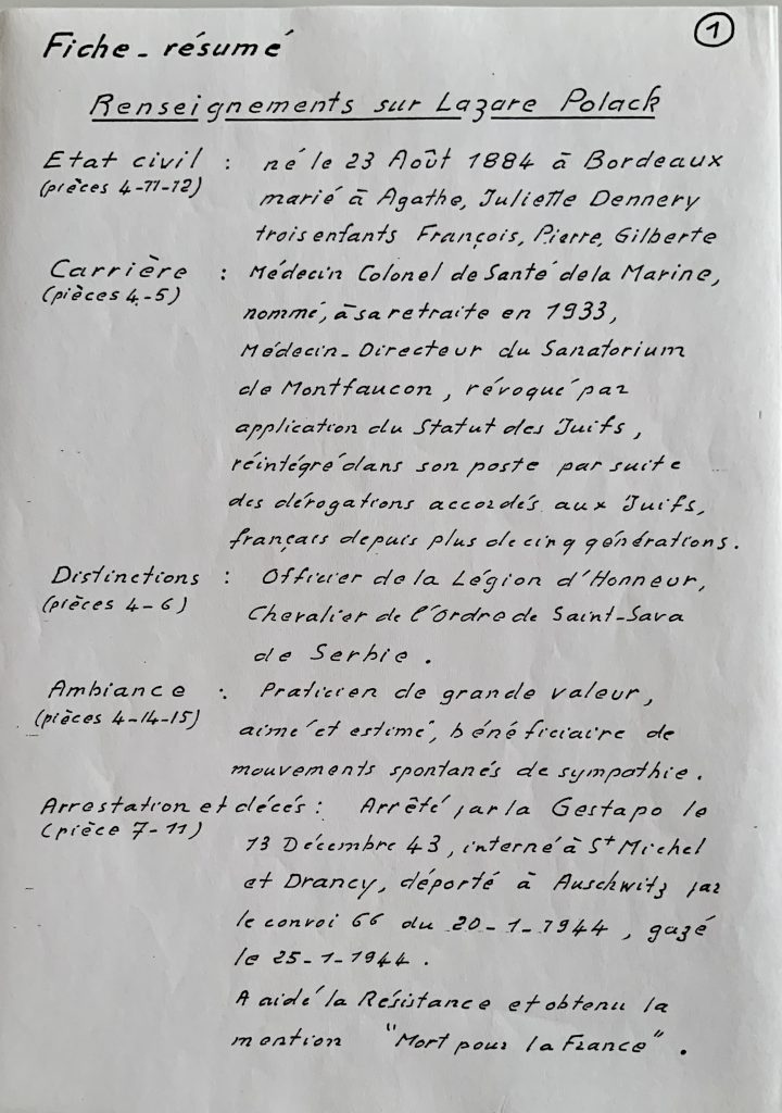 Fiche résumé de Lazare Polack